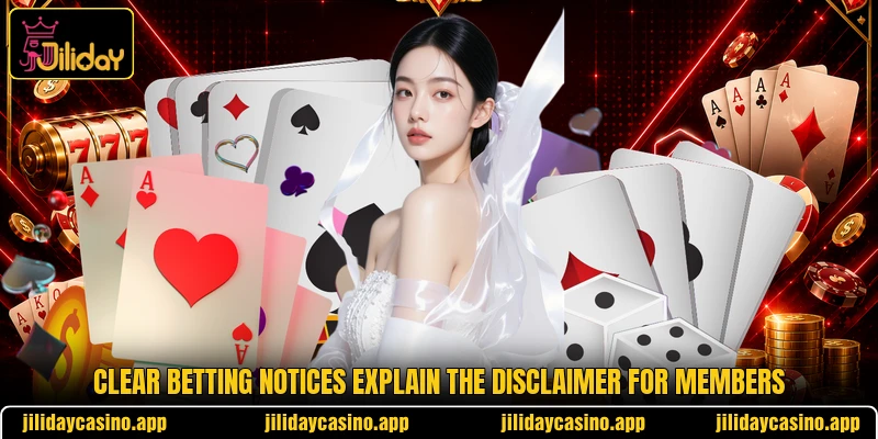Clear betting notices explain the disclaimer for members Clear betting notices explain the disclaimer for members