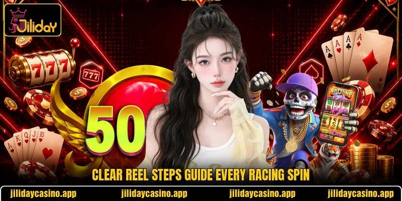Clear reel steps guide every racing spin
