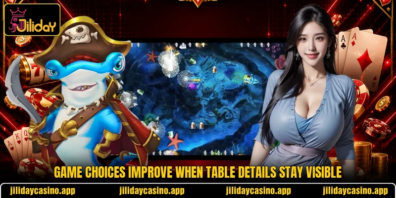 Game choices improve when table details stay visible Game choices improve when table details stay visible