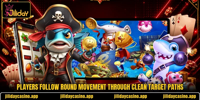 Players follow round movement through clean target paths