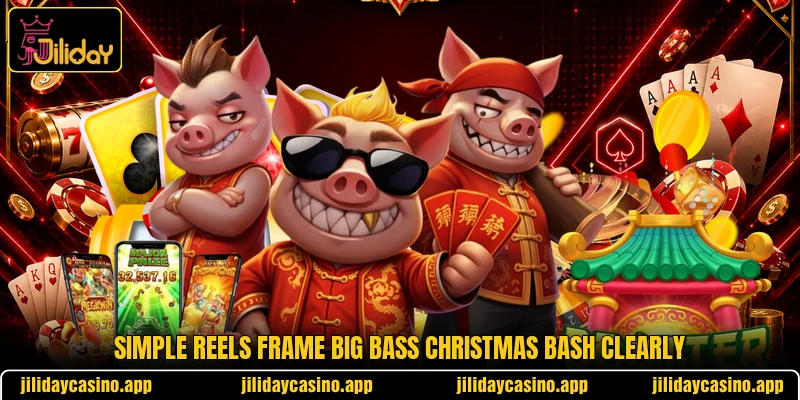 Simple reels frame Big Bass Christmas Bash clearly